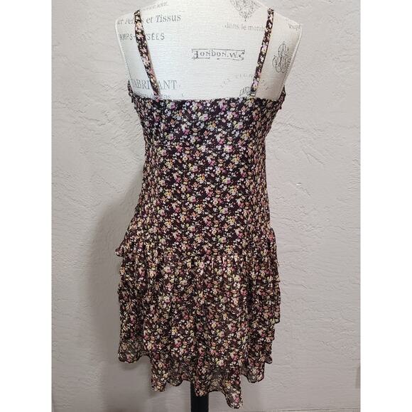Express Brown Flower Design Strapless or Tank Top Tiered Fitted Mini Skirt - Picture 3 of 8